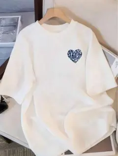 ホワイト ハートプリント Tシャツ
