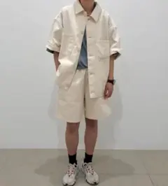 GU デニムシェフショーツ　ハーフパンツ　M ホワイト