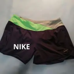 NIKE ランニングショートパンツ ネイビー×ライム