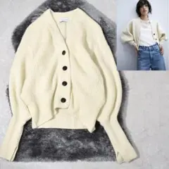 ADAM ET ROPE 高級ラクーン使用 ファーニットカーディガン アイボリー