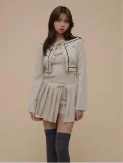 andmary Jennie line knit set up beige