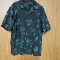 UNIQLO オープンカラーシャツ 半袖 リーフ柄 L