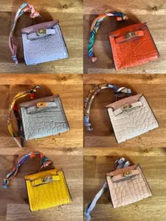 【訳あり】ミニバッグチャーム　コインケース　Airpodsケース　クロコ調6色