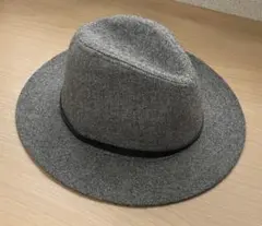 メンズ グレー ウール混紡 中折れ（フェドーラ）ハット