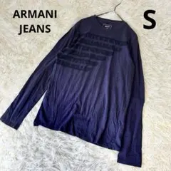 アルマーニジーンズ ロゴプリント 長袖Tシャツ S 紺