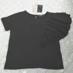 新品タグ付き RagOutラグアウト フリル袖Tシャツ ブラック アシンメトリー