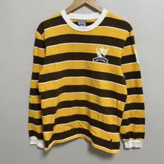 【L529】 XLARGE ボーダーロンT サイズL イエロー