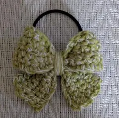 ハンドメイド かぎ針編み リボンヘアゴム