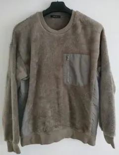 コムサボアフリース切り替えスエットブラウンL