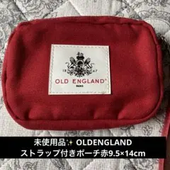 未使用品✨ 鮮やかな赤色OLDENGLANDストラップ付きポーチ9.5×14cmのサムネイル