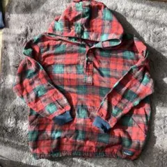 LLBean 赤緑チェック フード付きパーカー　kids L