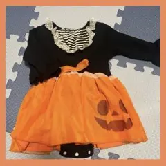 ハロウィン　ロンパース　80cm 女の子　かぼちゃ　おばけ　カバーオール