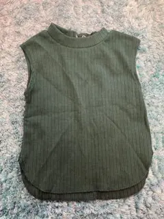 リブ編みノースリーブトップス Sサイズ オリーブグリーン
