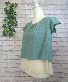 【grove】レディース　半袖トップス　カットソー　M　プリーツ　春夏