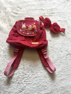 ミキハウス 赤いリュック ウサギ刺繍 ベビー バッグ 女の子 うさこ