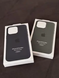 Apple iPhone15ProMax シリコンケース ダークグリーン　グレー