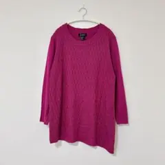 Jenny ピンク 長袖ニット Lサイズ アシンメトリー ビジュー レディース