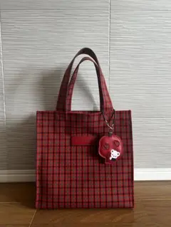 超美品　NEWデザインファミリア赤チェックトート