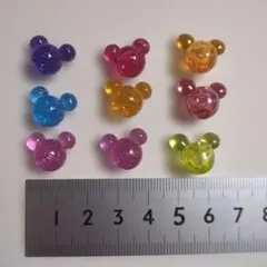 ミッキーシルエット　パーツ　ラメ　オーロラ　アクセサリー　デコ　ヘアゴム