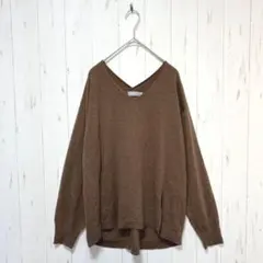 Y205 LEPSIM レプシィム　ニット　カットソー　長袖　Vネック　茶色　Ｌ