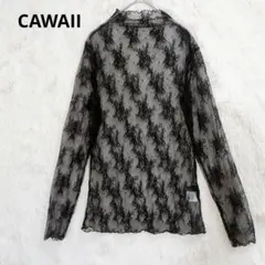 可愛　透視上衣　高領　透視　蕾絲　黑色　疊穿