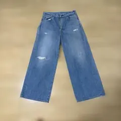 45R デニムパンツ ワイド ダメージ加工