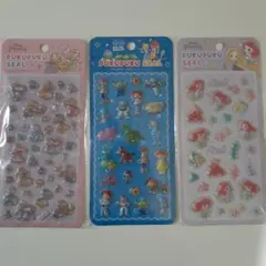 ディズニー ぷくぷくシール 3点 プリンセス トイストーリー リトルマーメイド