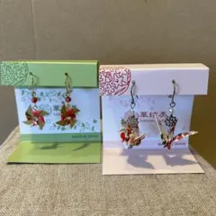 華結美 hananusubi 折鶴◦風車フックピアス　2個セット　折紙和風ピアス