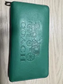 COACH グリーンレザー長財布