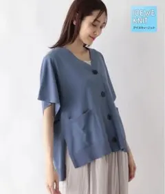 【GLOBAL WORK】スッキレイさらさらカーディガン半袖　ブルー　M