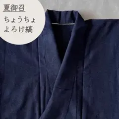 単衣 夏御召 濃紺 ちょうちょ よろけ縞 蔦唐草 正絹 粋 通好み 大人のお洒落のサムネイル