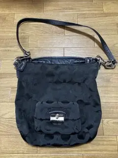 coach 黒ブラック水色レディース2wayハンドショルダーバッグ14753