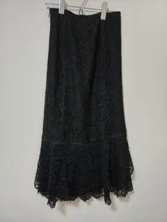 ブラックレースロングマーメイドスカート S