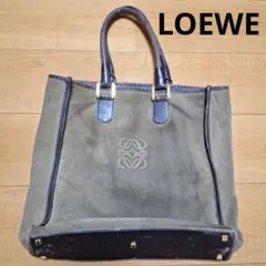LOEWE アナグラム スエード ハンドバッグ ブラウン ナッパレザー バッグのサムネイル
