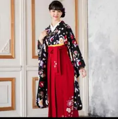 京越 KYOETSU 袴 着物 小学生 椿柄 赤 黒 4点セット 卒業式 - メルカリ