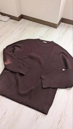 バーガンディ クルーネックニット XL