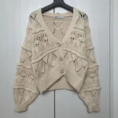 【即納】 ZARA ザラ ニットカーディガン トップス ベージュ EUR S