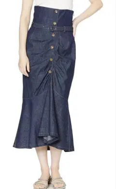 スナイデル フロントボタンハイウエストスカート インディゴ フレア サイズ0