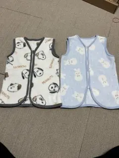 【美品】スヌーピー・雪だるま フリーススリーパー