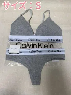 カルバンクライン ブラ＆ショーツ Tバック 上下セット グレー Sサイズ f4