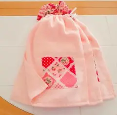 【２重】　タオルエプロン　おりこうエプロン　３枚セット　☆パッチワーク風　女の子