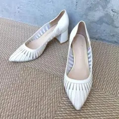 アルテミス ダイアナ スリットサンダル チャンキーヒール メッシュ 24 白