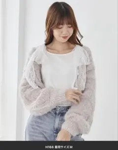 肩リボンリブトップス