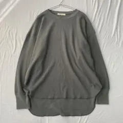 【ショコラフィネローブ】ワッフルカットソー チュニック バックロング 無地 F