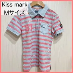 Kiss mark ストライプポロシャツ Mサイズのサムネイル