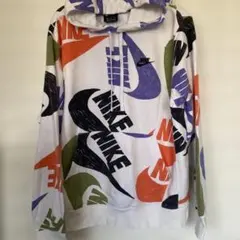 NIKE 総柄 ロゴプリント プルオーバーパーカー