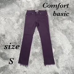 Comfort basic (S) カラーパンツ スキニー 裾ダメージ