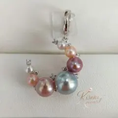 本真珠　あこや真珠真多麻ナチュラルブルー　ベビーパール　輝く月S925ペンダント