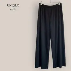 ユニクロUNIQLO✨美品✨ プリーツストレートパン　ウエストゴム　ブラックのサムネイル