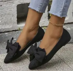 リボン付き　フラットシューズ